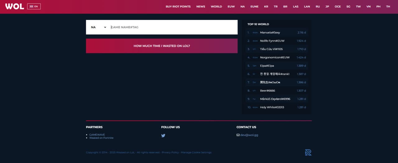 wol.gg main page